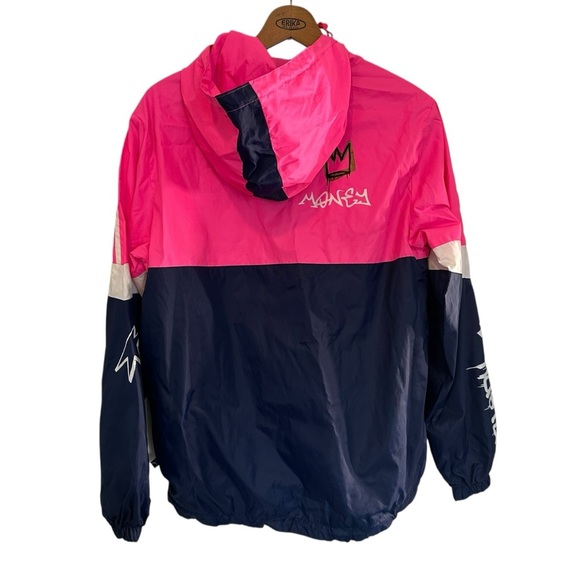 Unisex Screenshot Pullover Windbreaker Half Zip Graffiti Hooded  Pockets Sz S - Picture 4 of 5